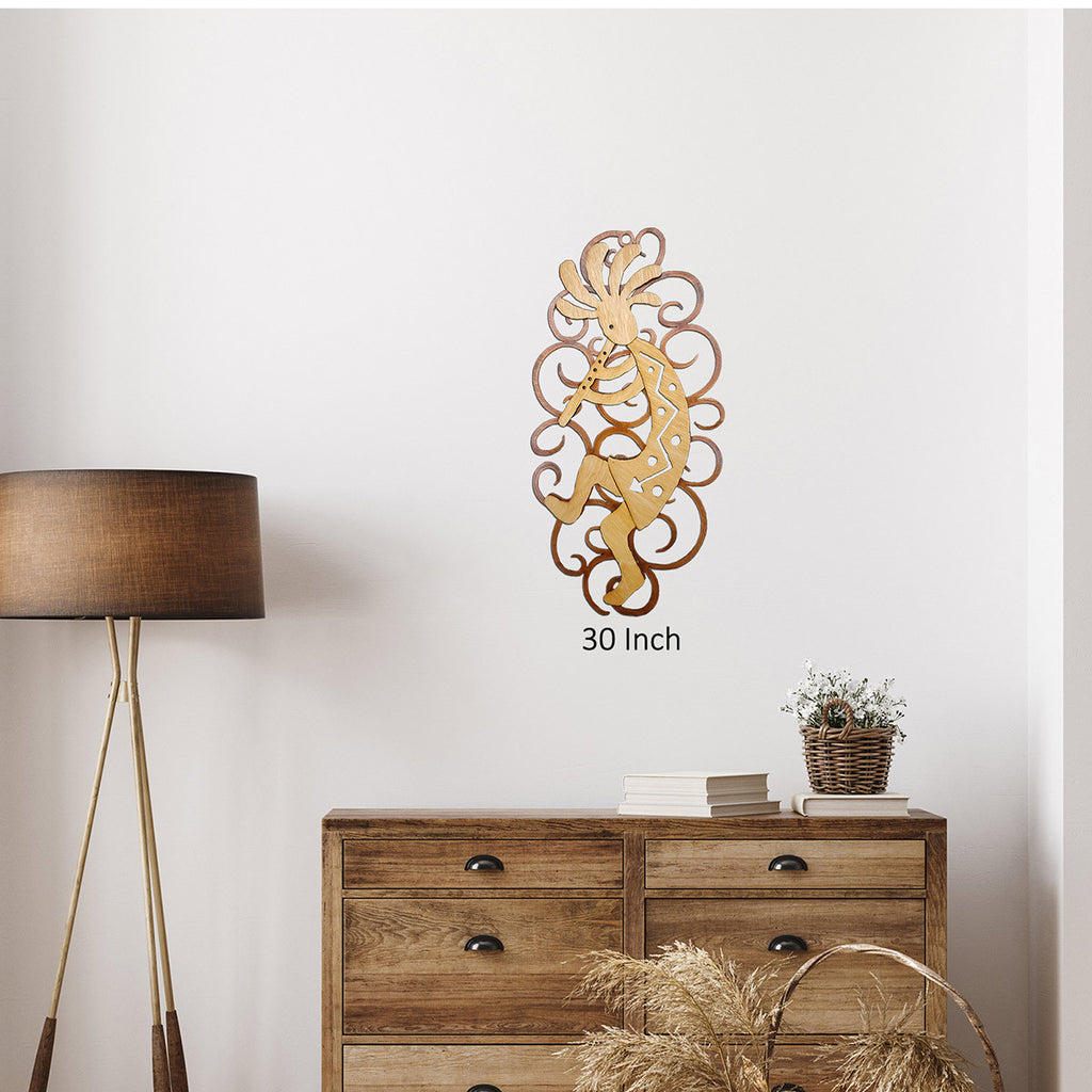 Dancing Kokopelli Cutout Swirl Wall Art