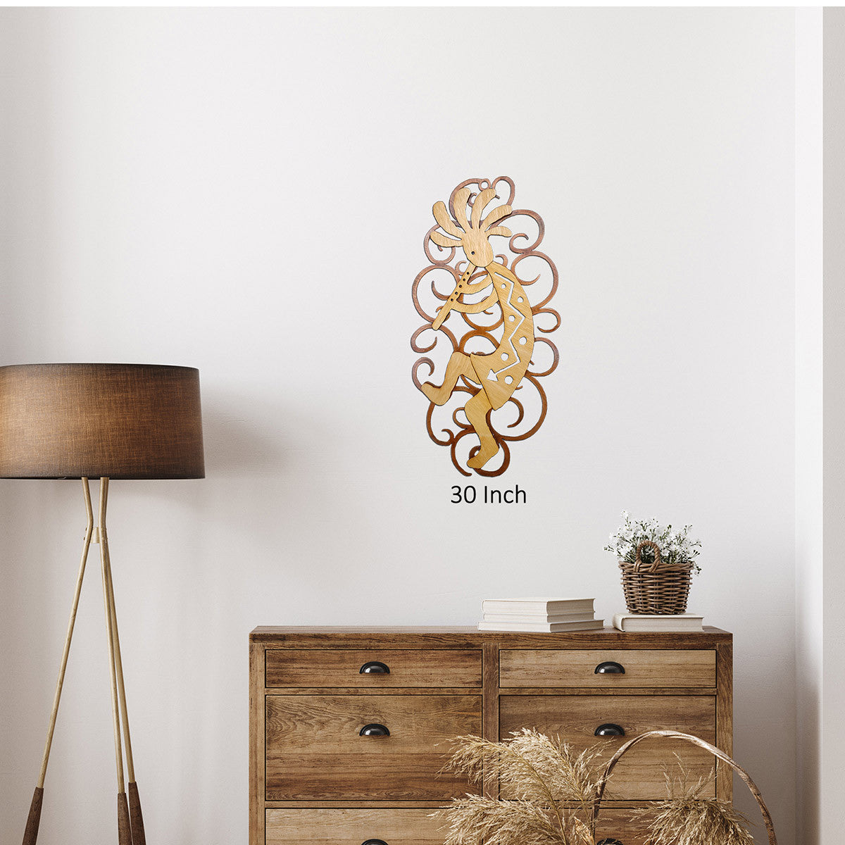 Dancing Kokopelli Cutout Swirl Wall Art