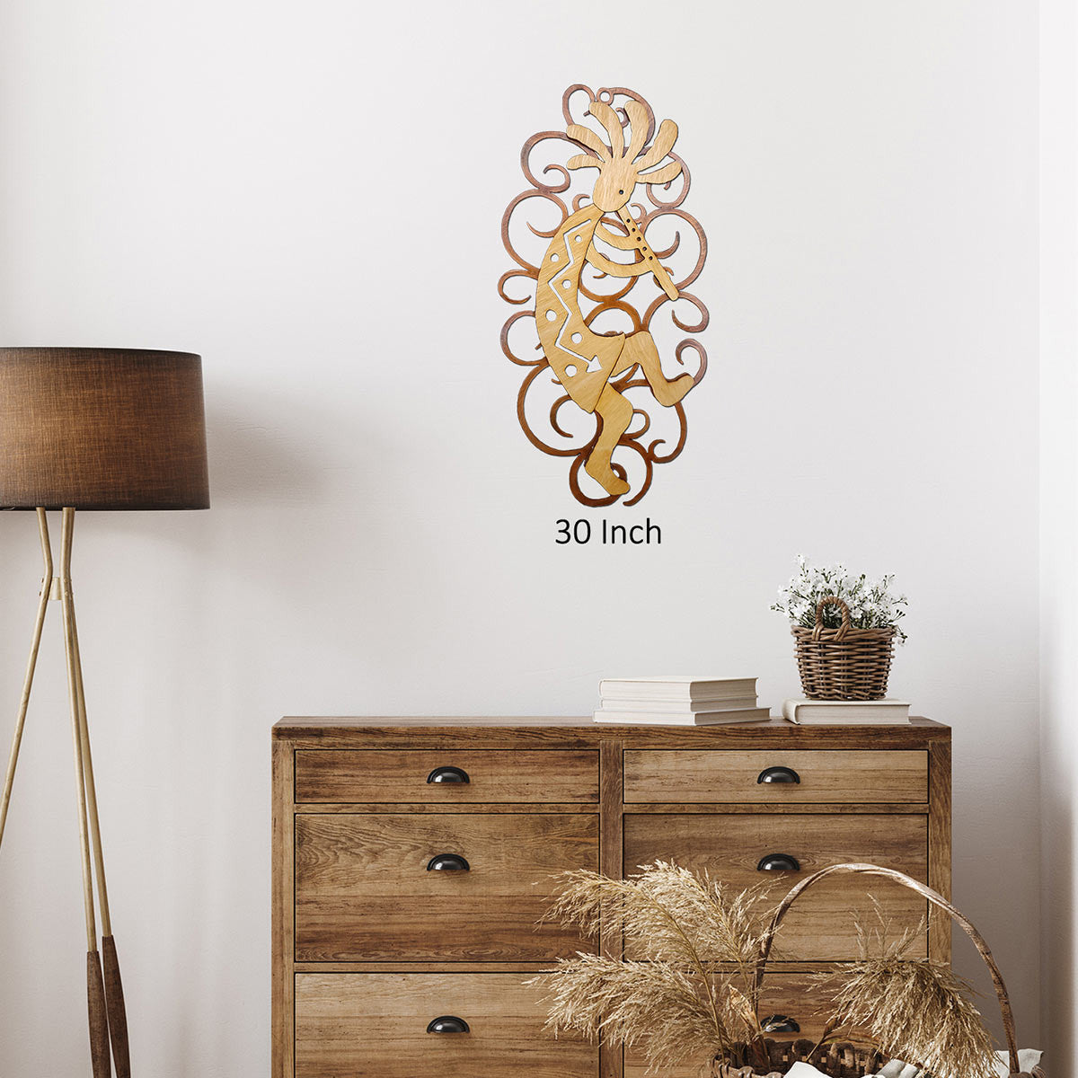Dancing Kokopelli Cutout Swirl Wall Art
