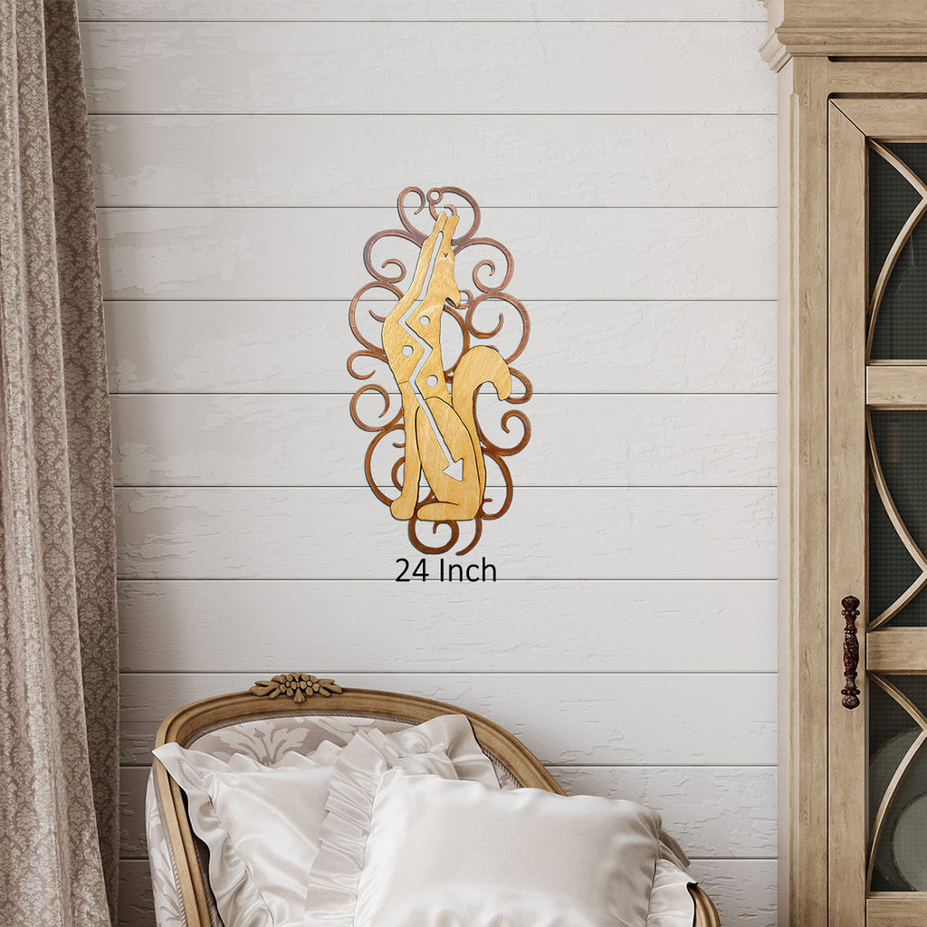 Designer Coyote Cutout Swirl Wall Art
