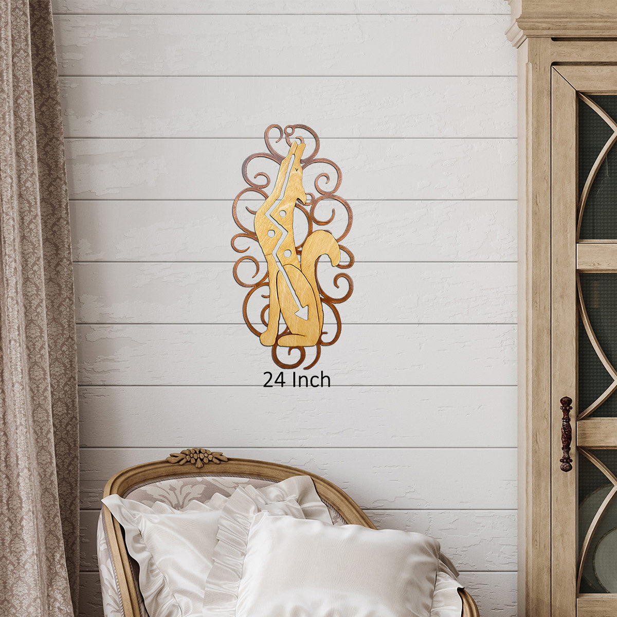 Designer Coyote Cutout Swirl Wall Art
