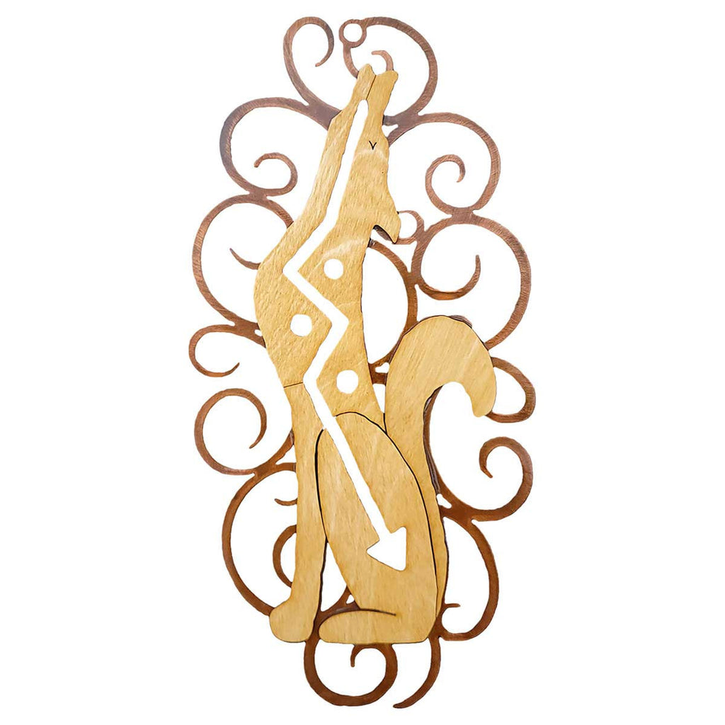 Designer Coyote Cutout Swirl Wall Art
