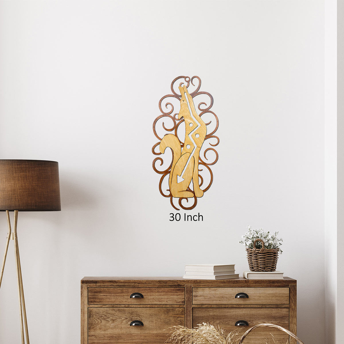 Designer Coyote Cutout Swirl Wall Art