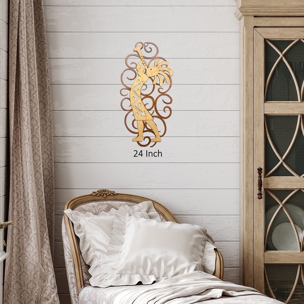 Kokopelli with Trumpet Cutout Swirl Wall Art