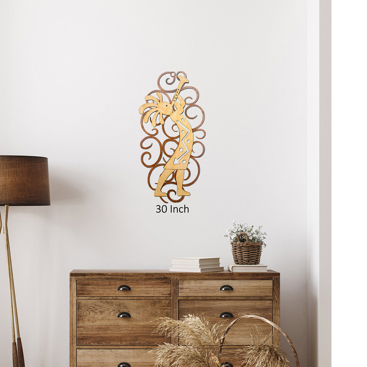 Kokopelli with Trumpet Cutout Swirl Wall Art
