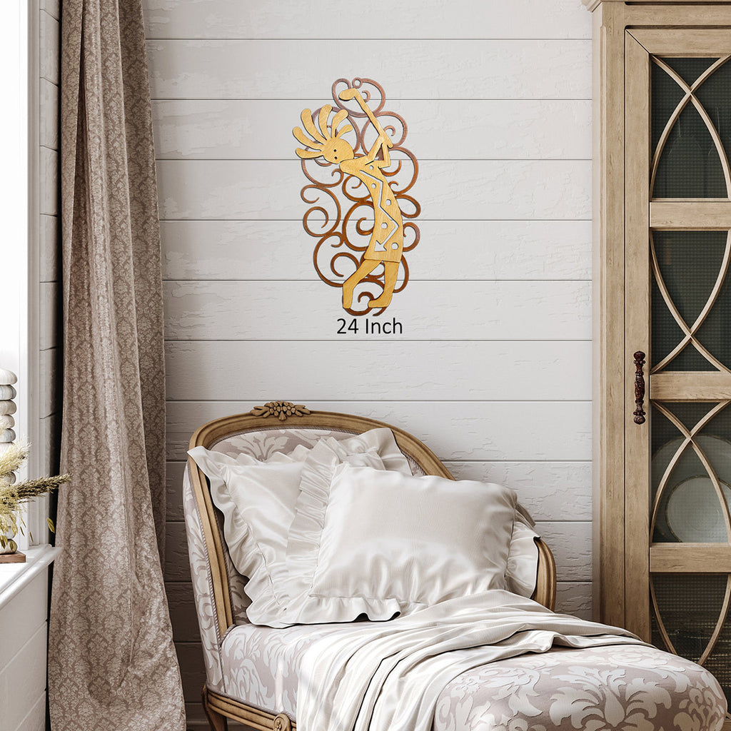 Golfing Kokopelli Cutout Swirl Wall Art