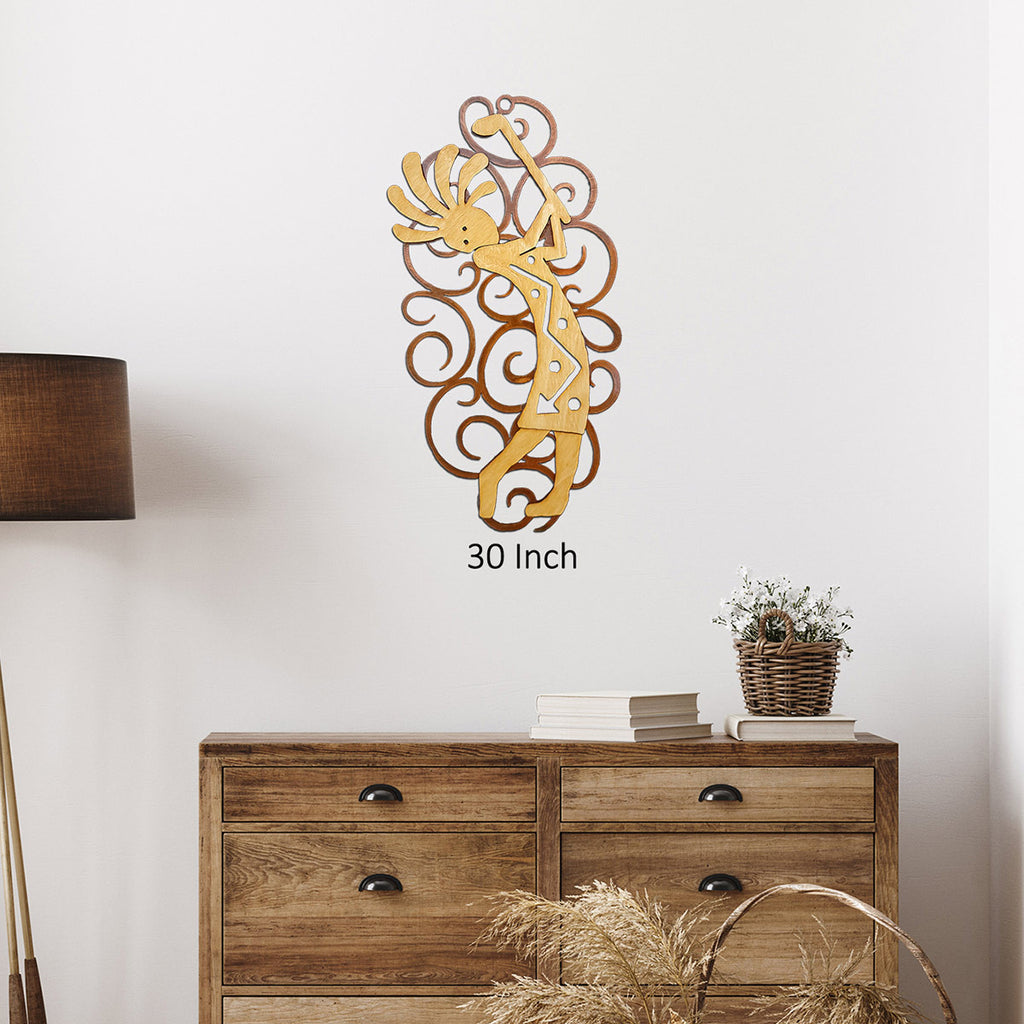 Golfing Kokopelli Cutout Swirl Wall Art