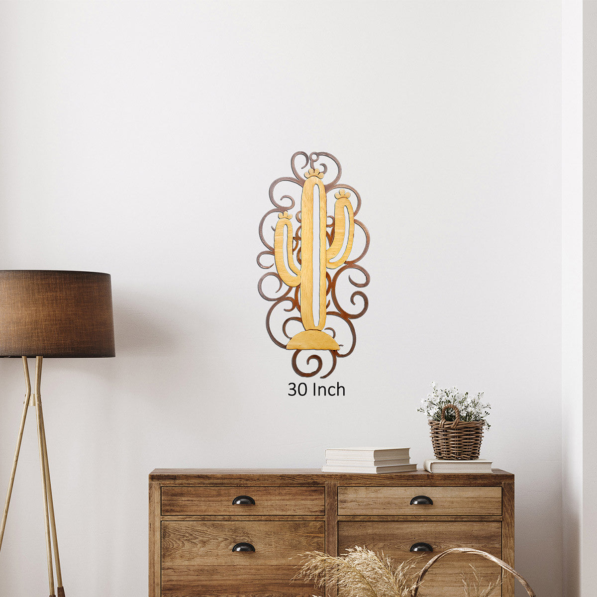 Sunset Cactus Cutout Swirl Wall Art