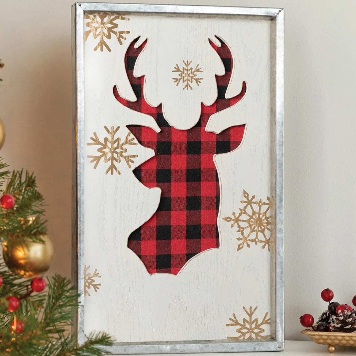 Yuletide Framed Flannel Deer