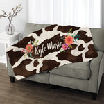 Floral Cowhide Personalized Throw