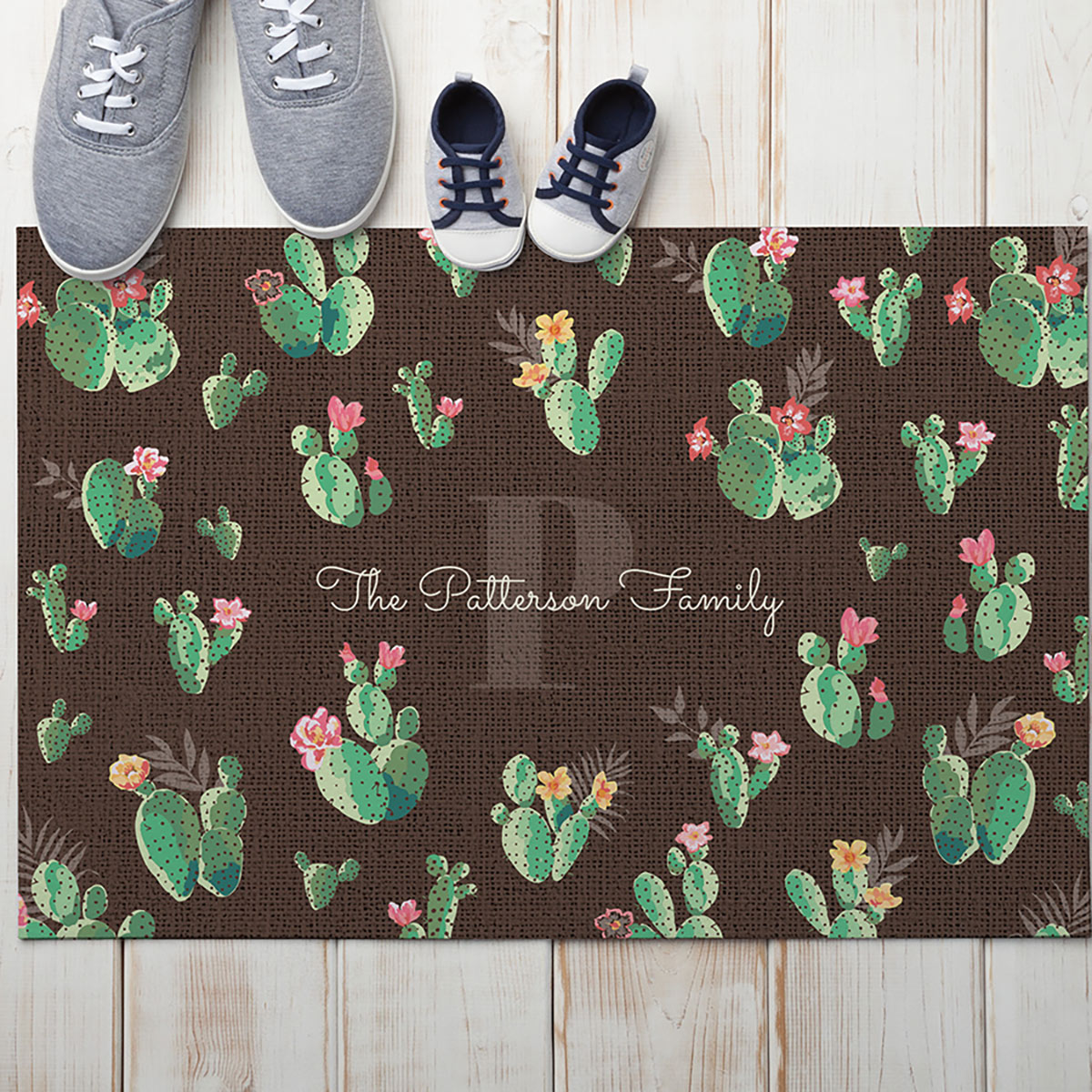 Flowering Opuntia Personalized Doormat