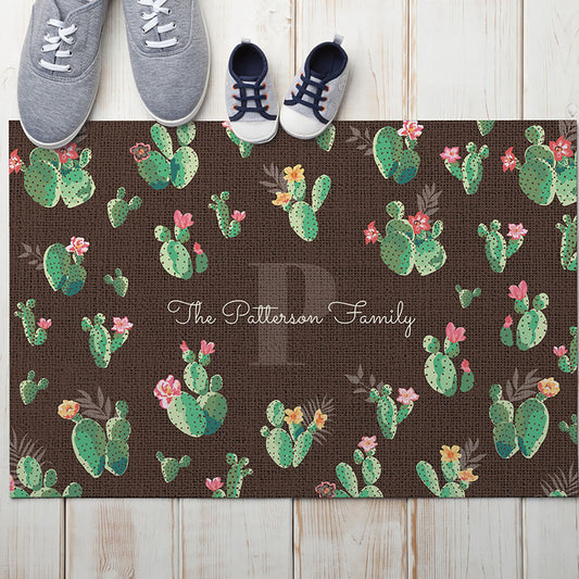 Flowering Opuntia Personalized Doormat