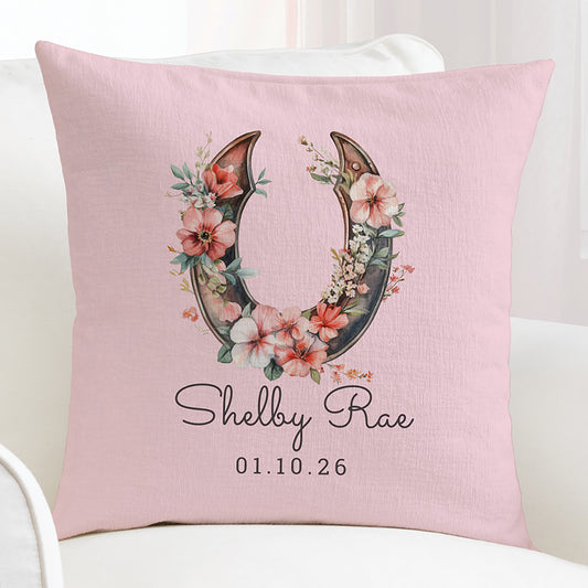 Flowering Horseshoe Personalized Pillow