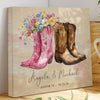 Watercolor Boots Personalized Gallery Wrapped Canvas