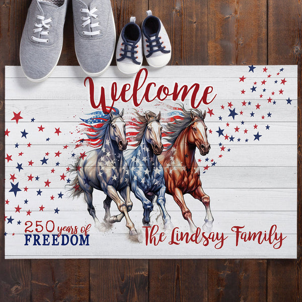 American Horses Personalized Doormat