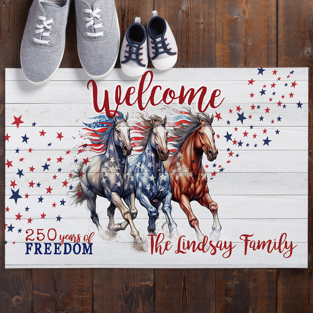 American Horses Personalized Doormat
