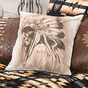 Native Chief Burlap Accent Pillow