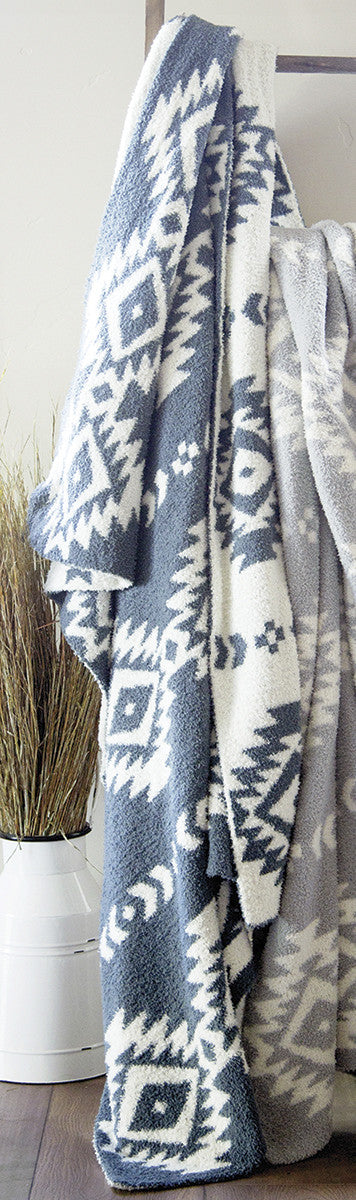 Tribal Arrow Blue Plush Throw