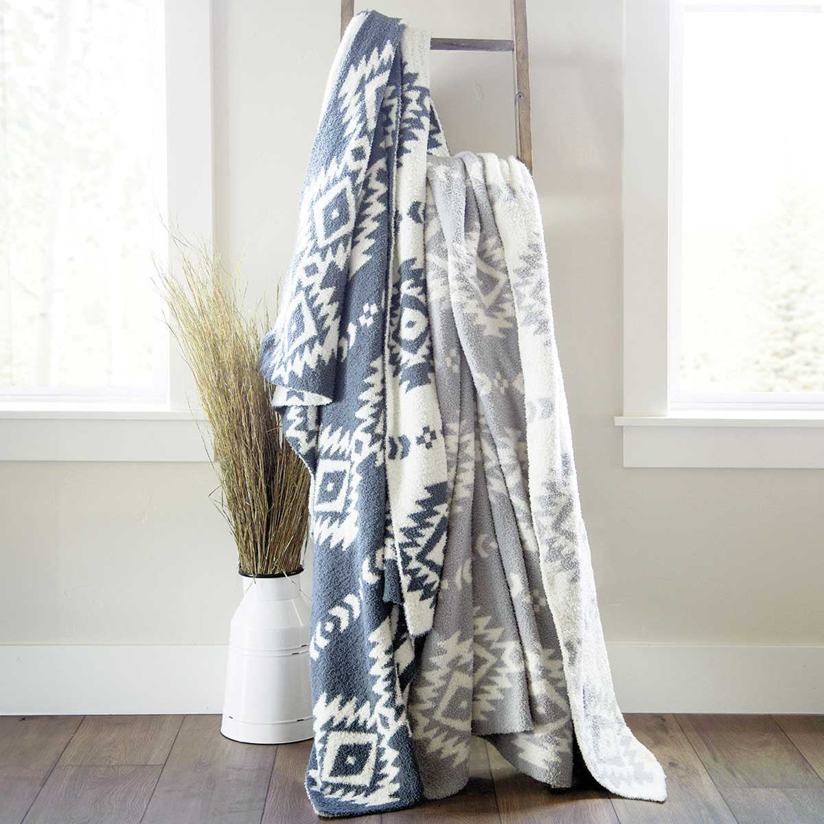Tribal Arrow Gray Plush Throw