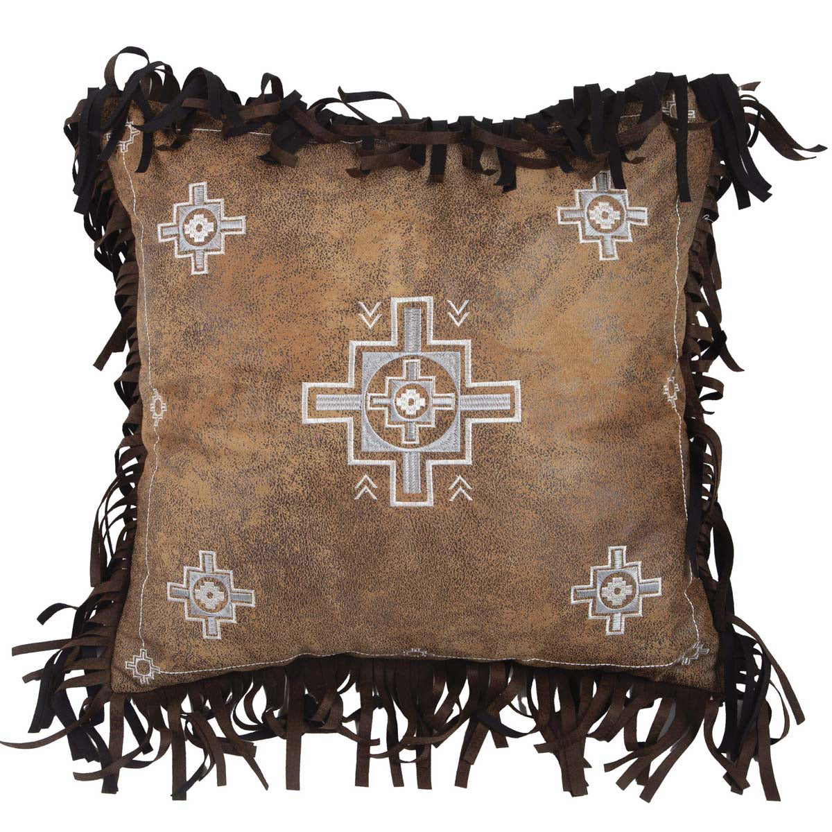 Silver Jewel Fringed Pillow
