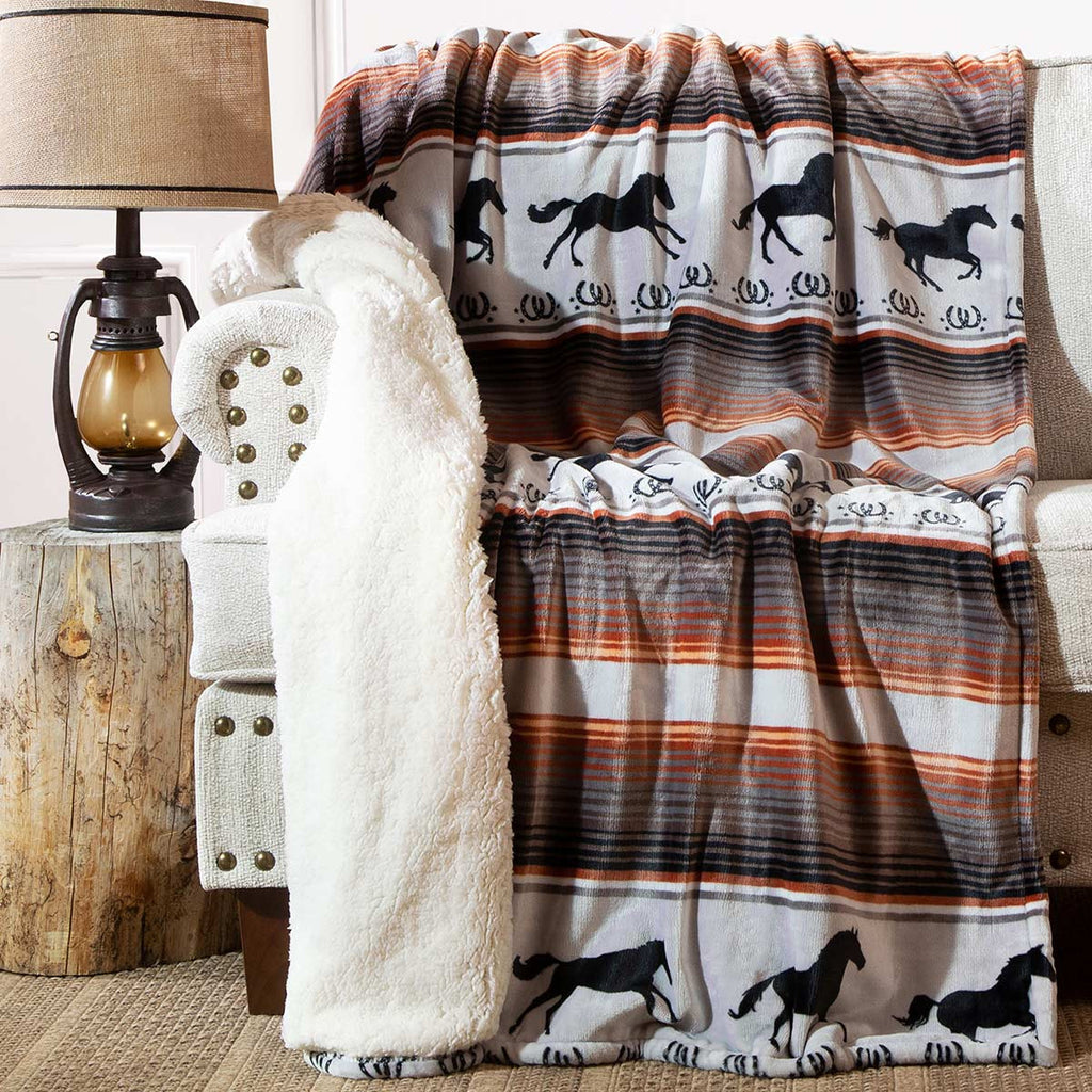 Horse Haven Plush Sherpa Throw - OVERSTOCK