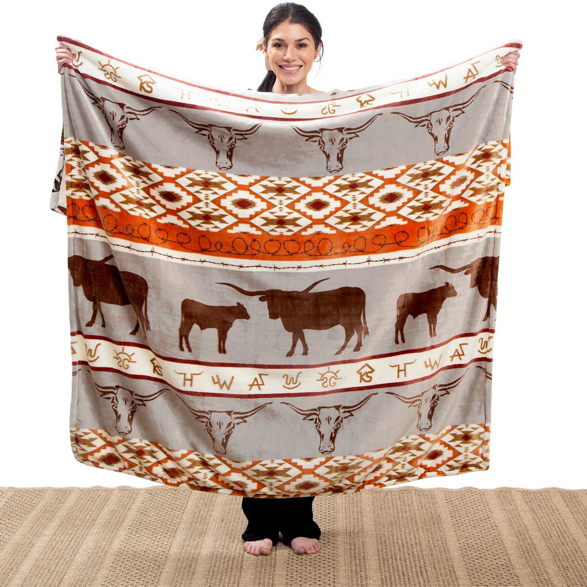 Longhorn Ranch Plush Sherpa Throw - SALE