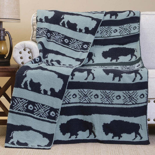 Buffalo Blue Stretchy Throw