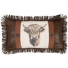 Sepia Highland Cow Fringed Pillow