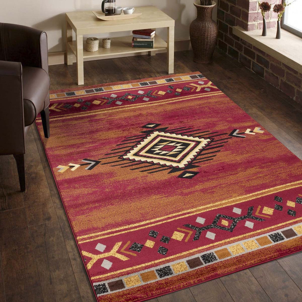 Gold Rush Diamond Red Rug - 5 x 7