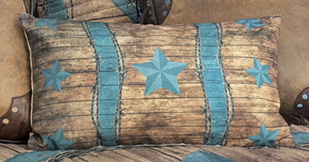 Turquoise Star & Barbed Wire Pillow
