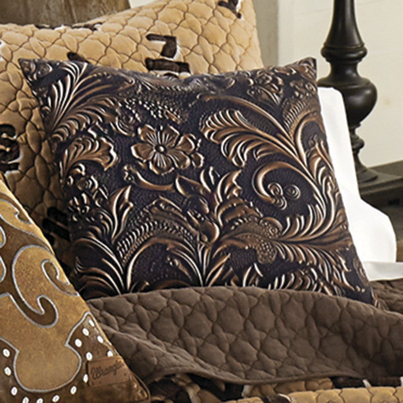 Cowboy Brands Leather Scroll Pillow