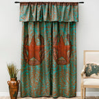 Turquoise Scroll & Star Lined Drapes
