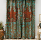 Turquoise Scroll & Star Lined Drapes