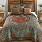 Turquoise Scroll & Star Accent Pillow