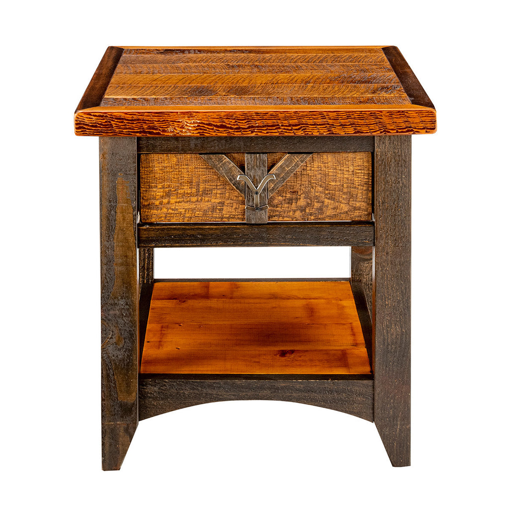 Yellowstone Dutton 1 Drawer Side Table with Shelf