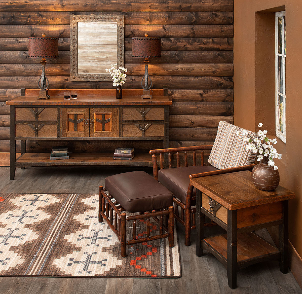 Yellowstone Gallatin Valley Leather Ottoman