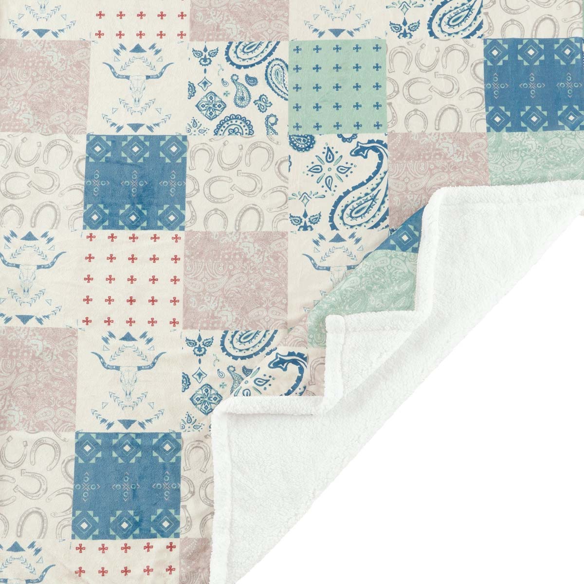 Patchwork Paisley Sherpa Throw