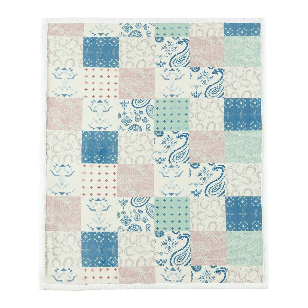 Patchwork Paisley Sherpa Throw