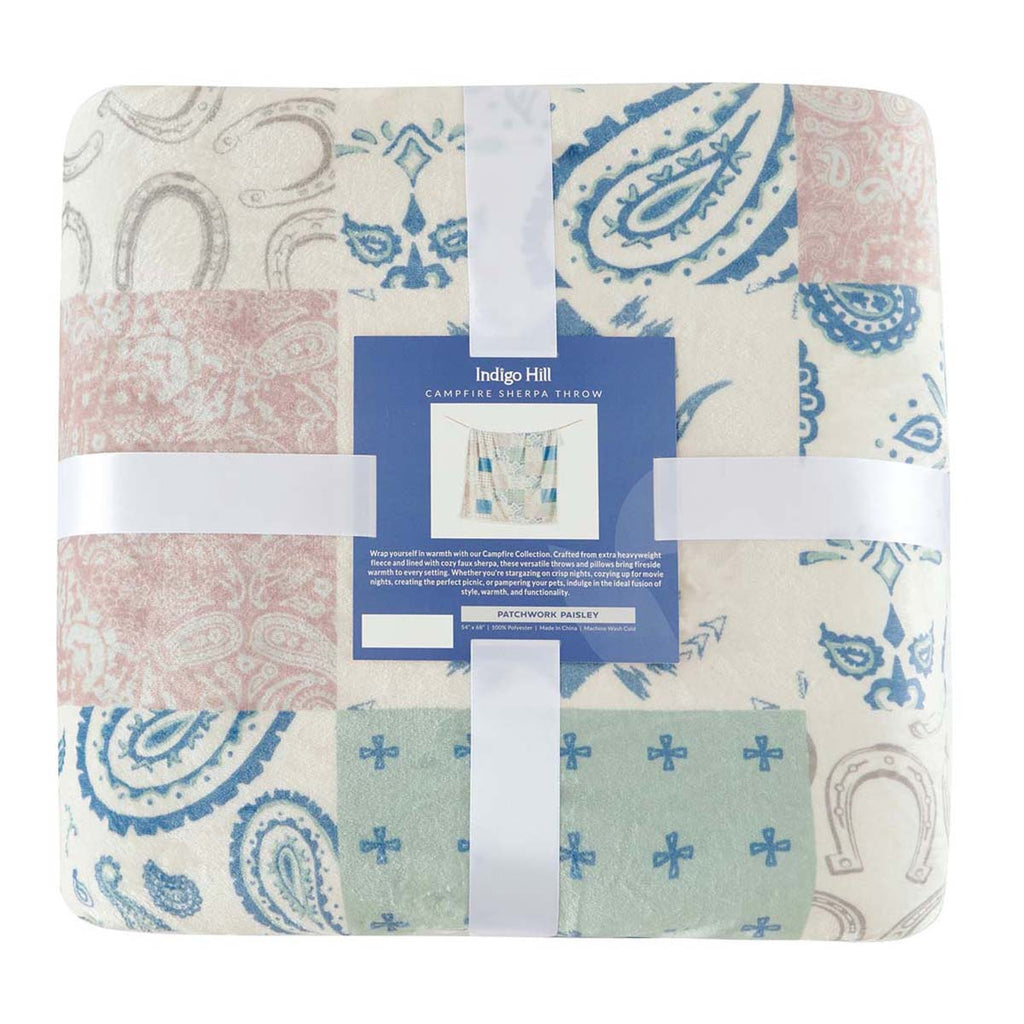 Patchwork Paisley Sherpa Throw