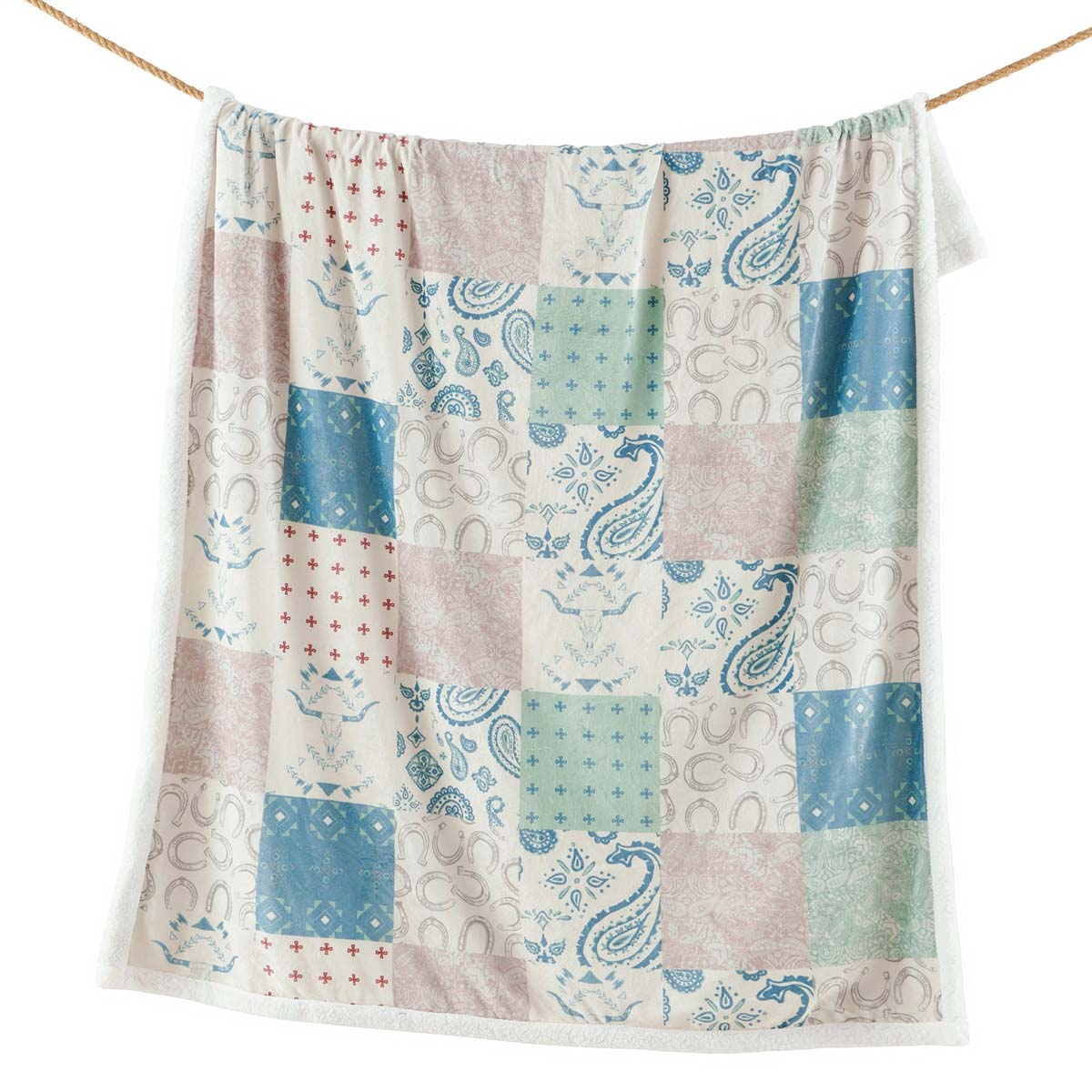 Patchwork Paisley Sherpa Throw