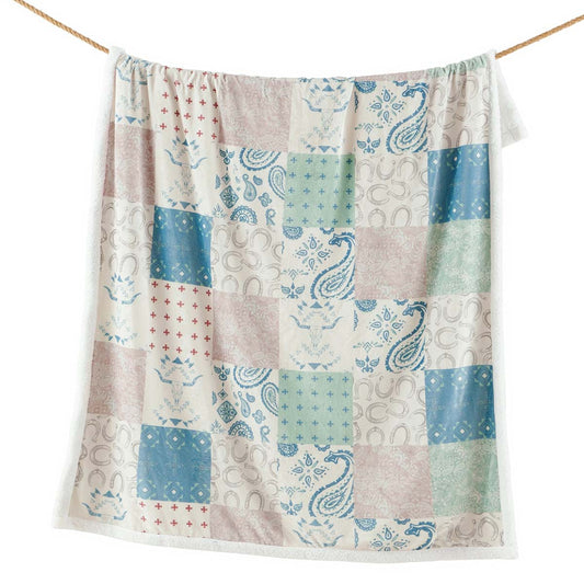Patchwork Paisley Sherpa Throw