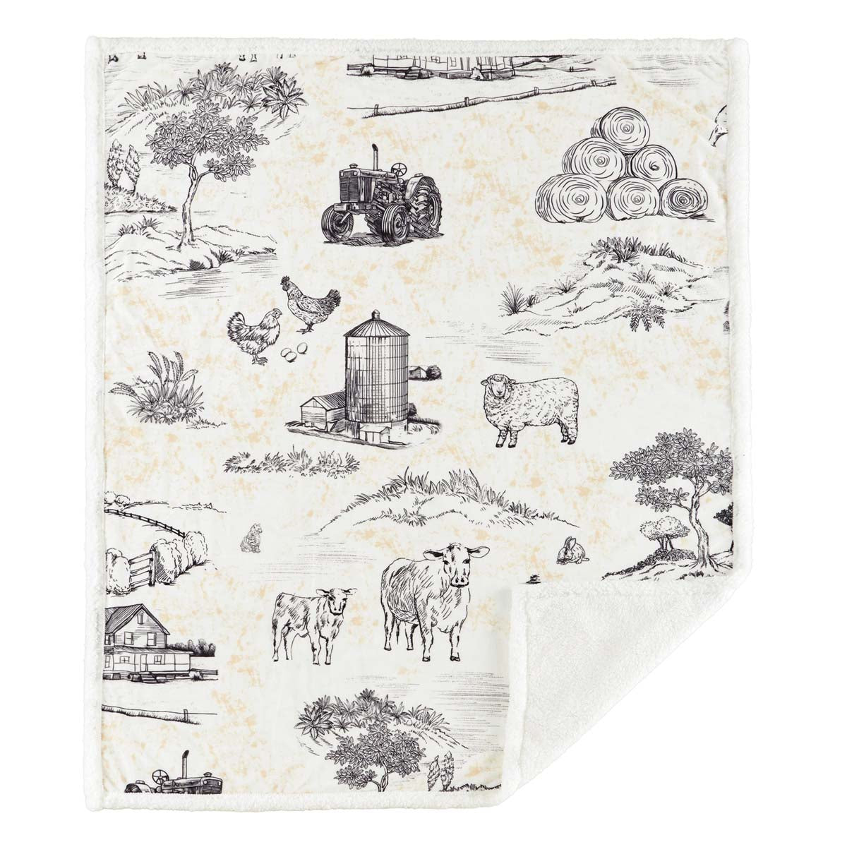 Brown Farm Life Sherpa Throw