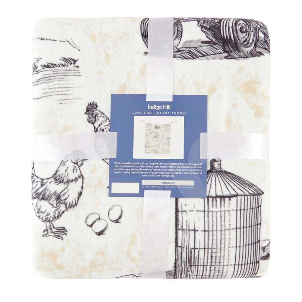 Brown Farm Life Sherpa Throw