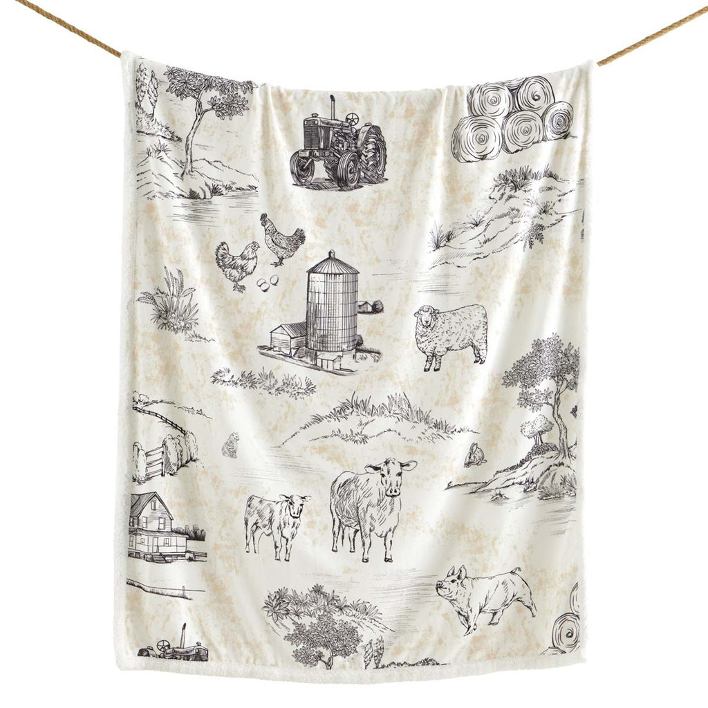 Brown Farm Life Sherpa Throw