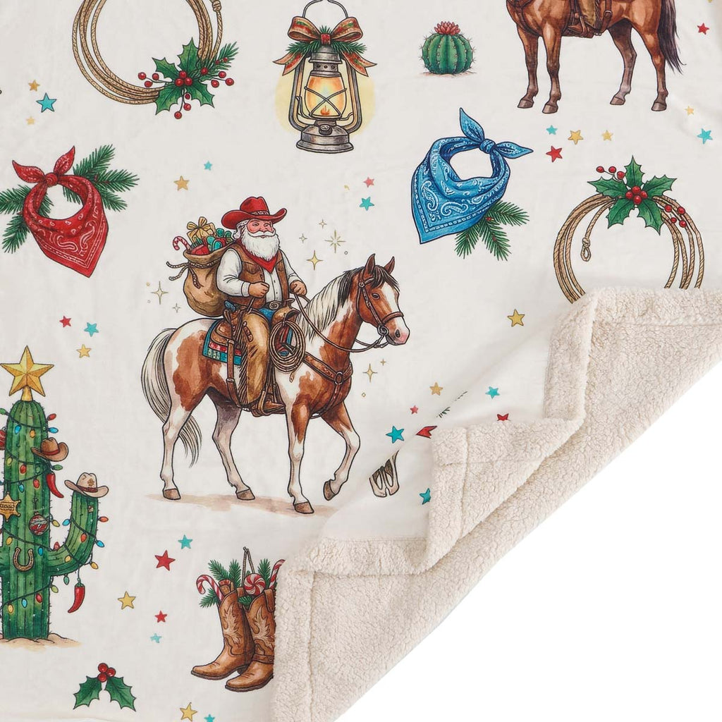 Western Christmas Sherpa Throw