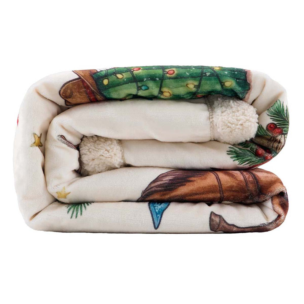 Western Christmas Sherpa Throw