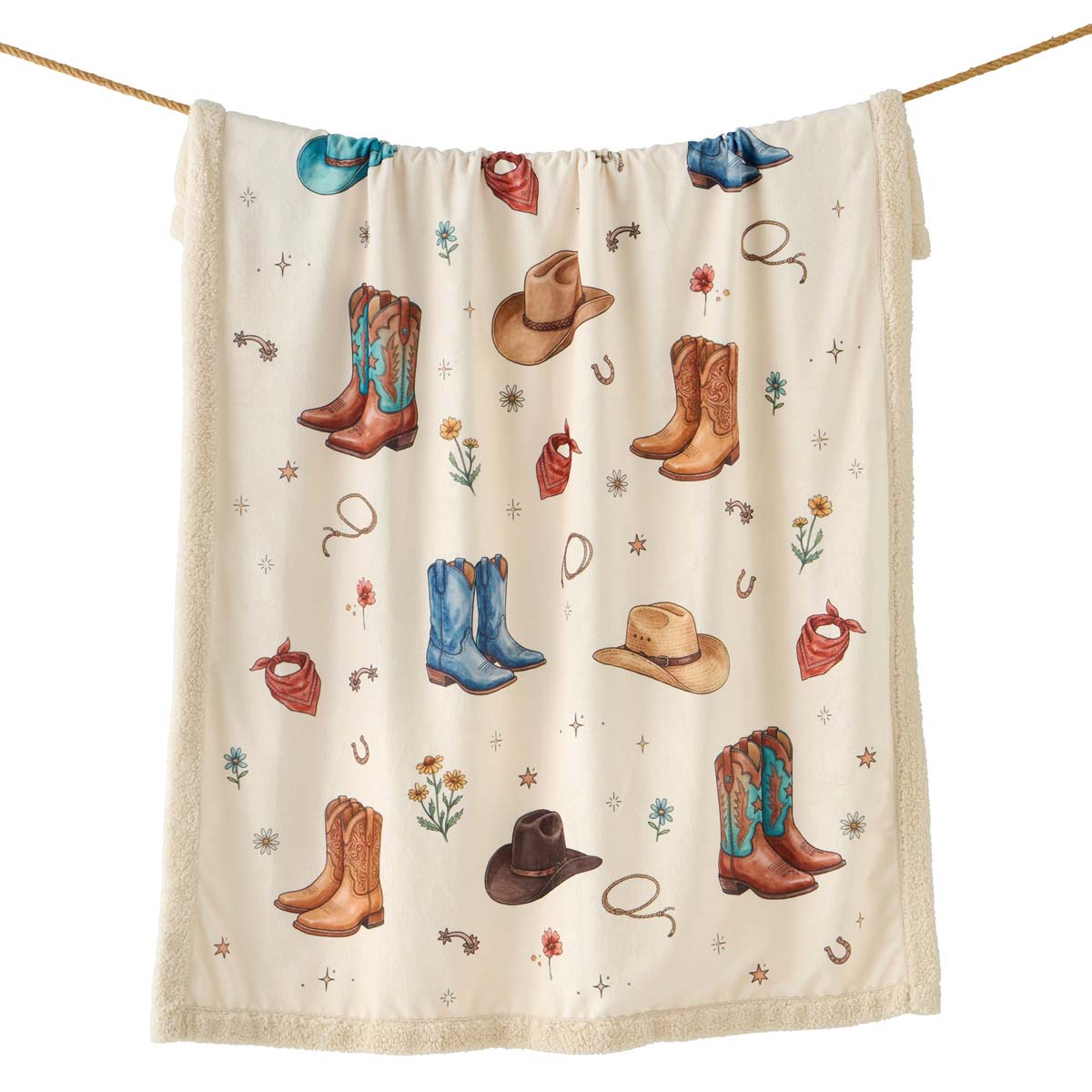 Boots & Hats Sherpa Throw
