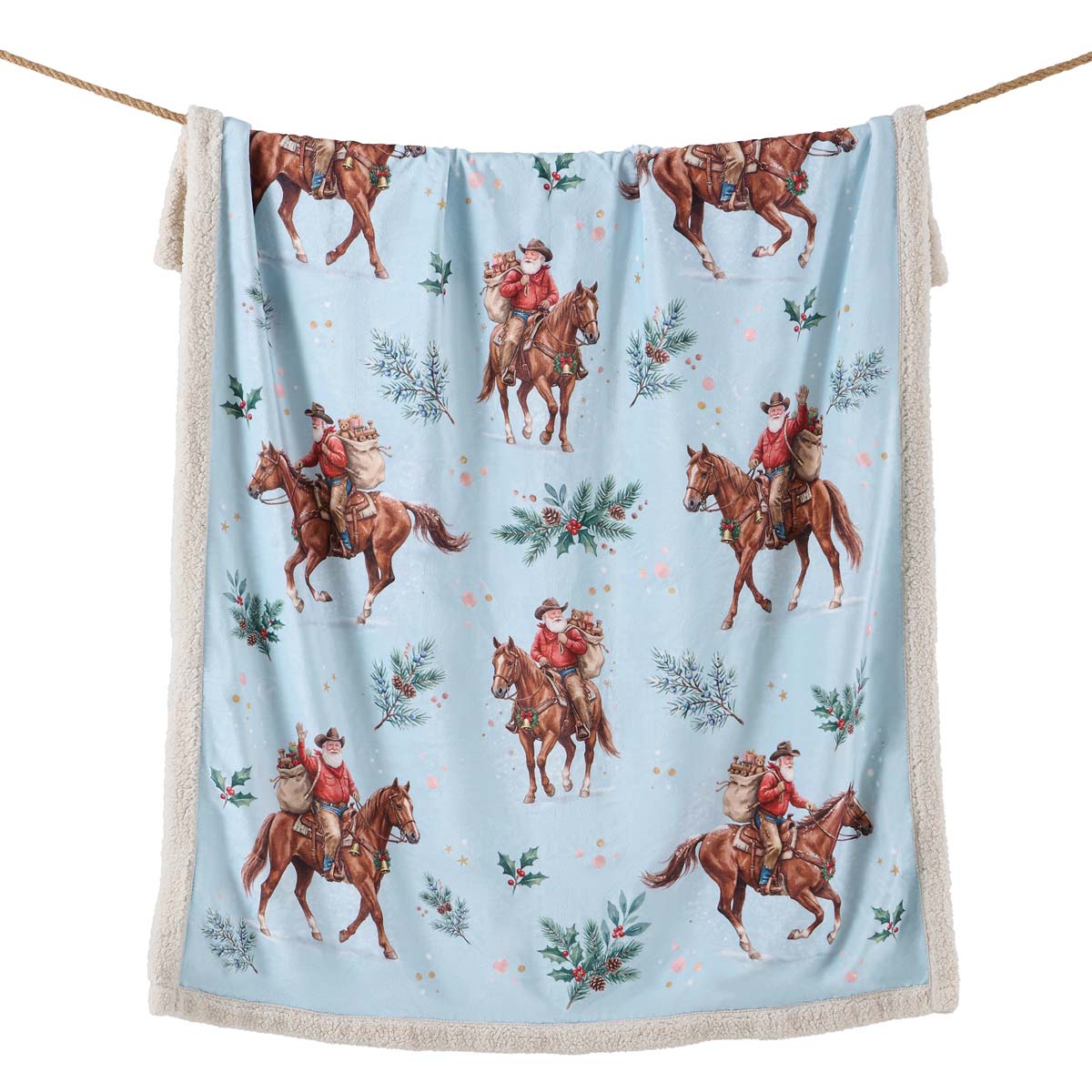 Western Christmas Sherpa Throw