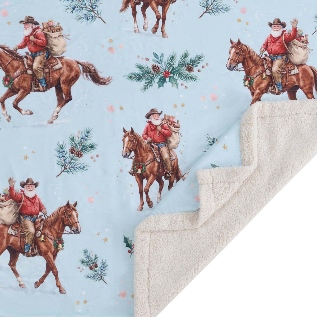 Western Christmas Sherpa Throw