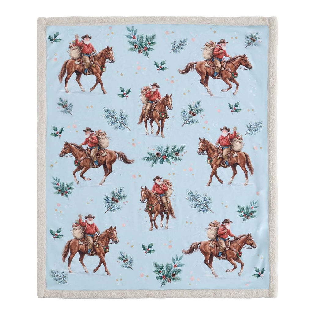 Western Christmas Sherpa Throw